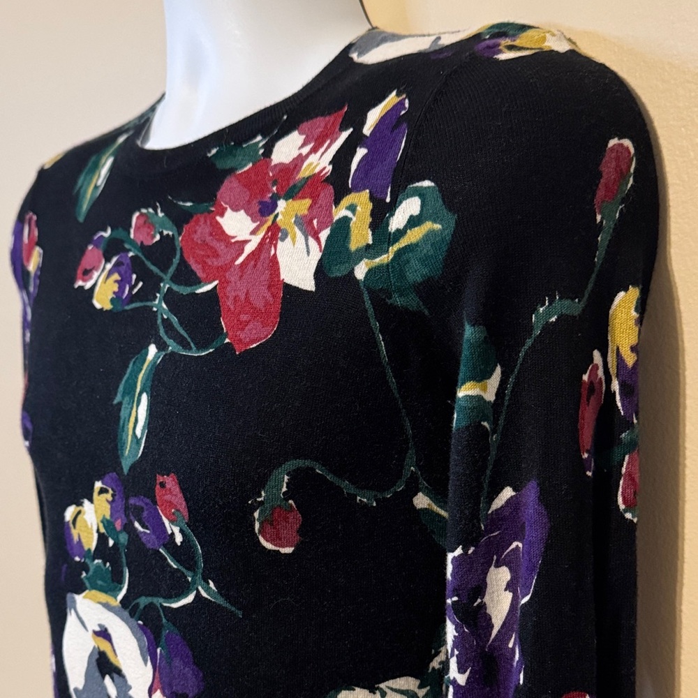 Lauren Ralph Lauren Black Floral Long Sleeve Top - Picture 3 of 10